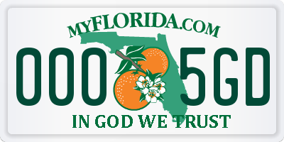 FL license plate 0005GD