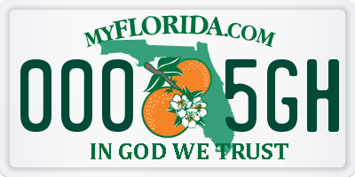 FL license plate 0005GH