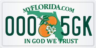 FL license plate 0005GK