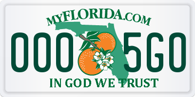 FL license plate 0005GO