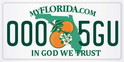 FL license plate 0005GU