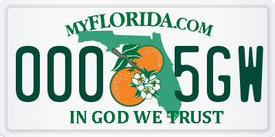 FL license plate 0005GW