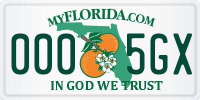 FL license plate 0005GX