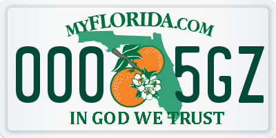 FL license plate 0005GZ