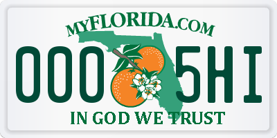 FL license plate 0005HI