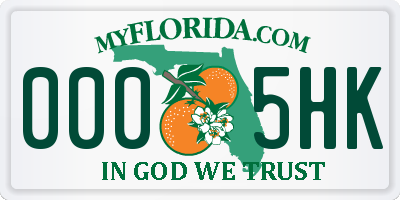 FL license plate 0005HK