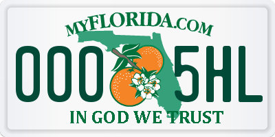 FL license plate 0005HL