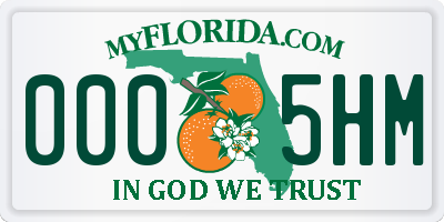 FL license plate 0005HM