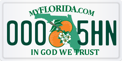 FL license plate 0005HN