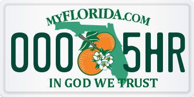 FL license plate 0005HR