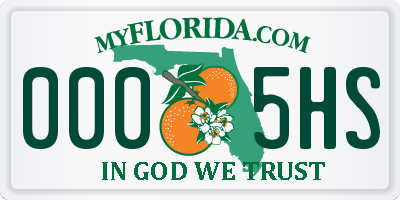 FL license plate 0005HS