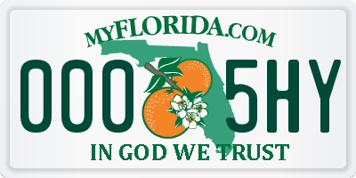 FL license plate 0005HY