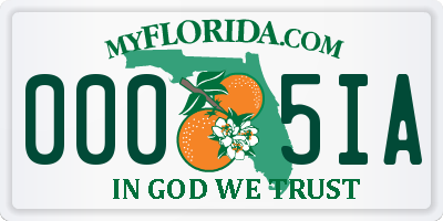 FL license plate 0005IA