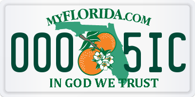 FL license plate 0005IC