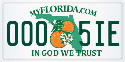 FL license plate 0005IE