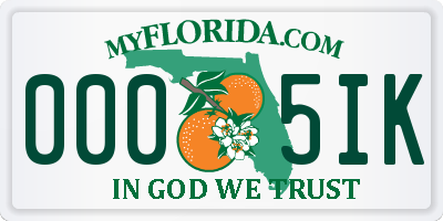 FL license plate 0005IK