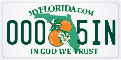 FL license plate 0005IN