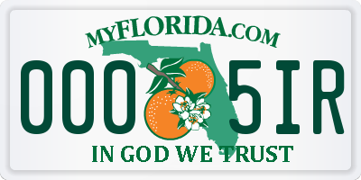 FL license plate 0005IR