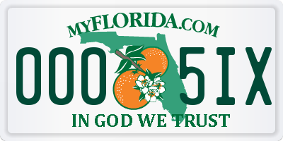 FL license plate 0005IX