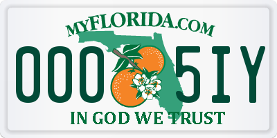 FL license plate 0005IY