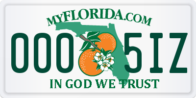 FL license plate 0005IZ