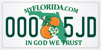 FL license plate 0005JD