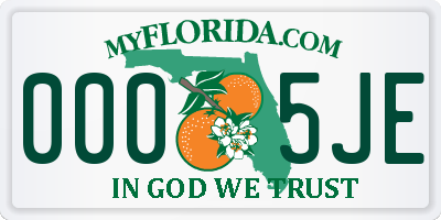 FL license plate 0005JE