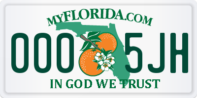 FL license plate 0005JH