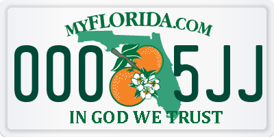 FL license plate 0005JJ