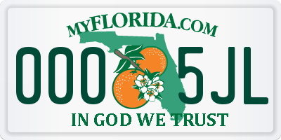 FL license plate 0005JL