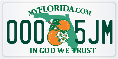 FL license plate 0005JM