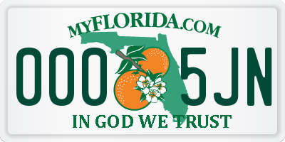 FL license plate 0005JN