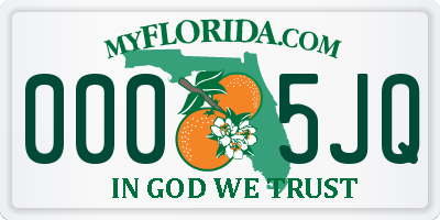 FL license plate 0005JQ