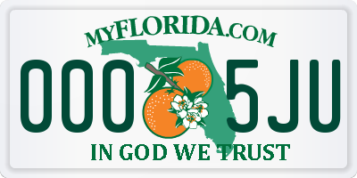 FL license plate 0005JU