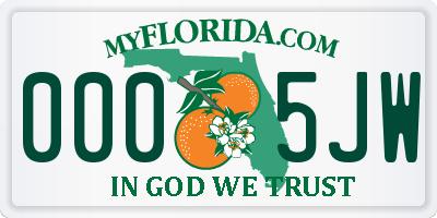 FL license plate 0005JW