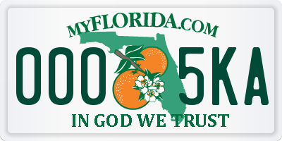 FL license plate 0005KA