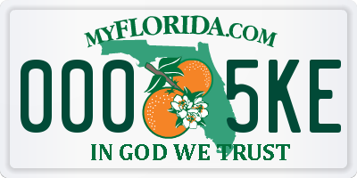 FL license plate 0005KE