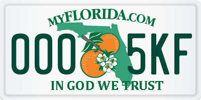 FL license plate 0005KF