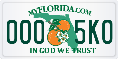 FL license plate 0005KO