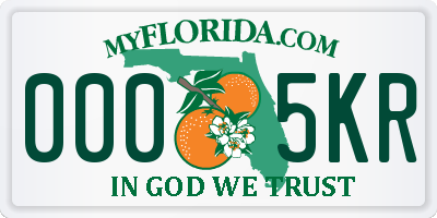 FL license plate 0005KR