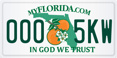 FL license plate 0005KW