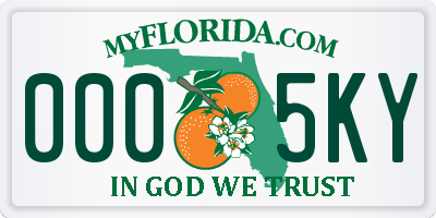 FL license plate 0005KY
