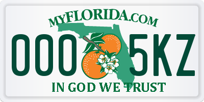 FL license plate 0005KZ