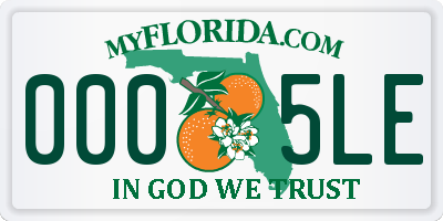 FL license plate 0005LE