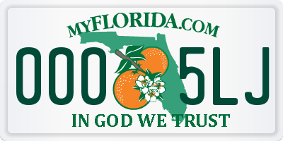 FL license plate 0005LJ