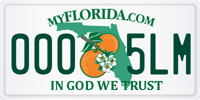 FL license plate 0005LM