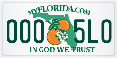 FL license plate 0005LO