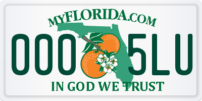 FL license plate 0005LU