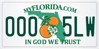 FL license plate 0005LW