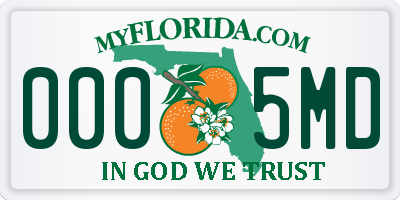 FL license plate 0005MD